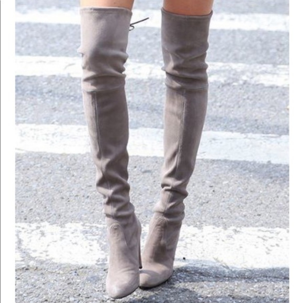 Stewart Weitzman Grey Over The Knee Boots, 6.5